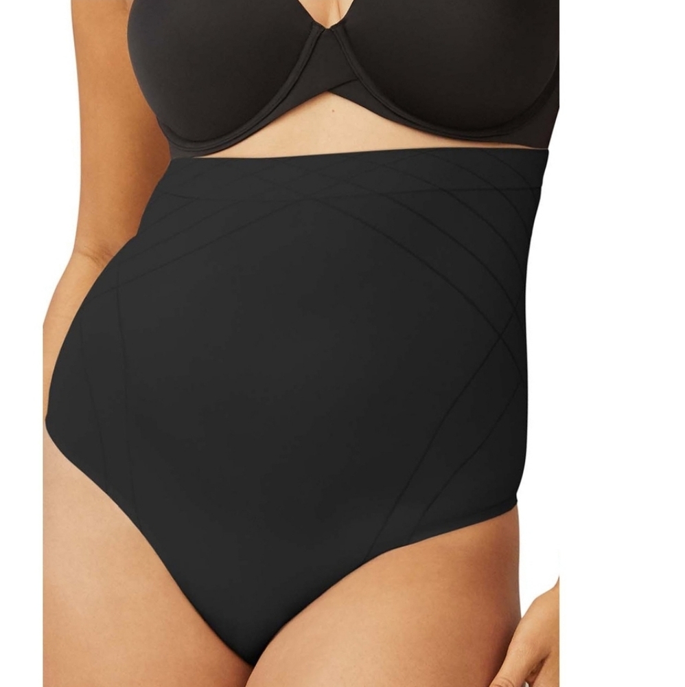 NWT BLACK Maidenform Flexees High Waist Thongs FLS079